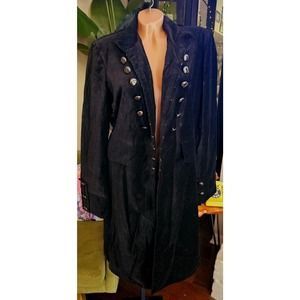 NEWPORT NEWS Vintage Black Velvet Pirates Military Coat 16 Steampunk Goth EUC
